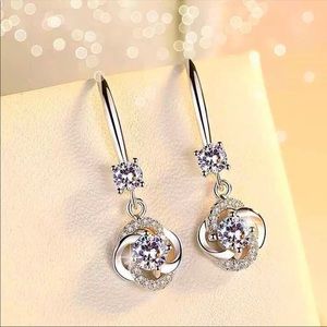 Crystal Drop Earrings Silver Dimond Stone Earrings